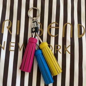 Henri Bendel leather tassel keychain or bag charm